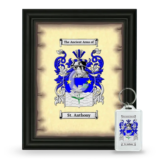 St. Anthony Framed Coat of Arms and Keychain - Black